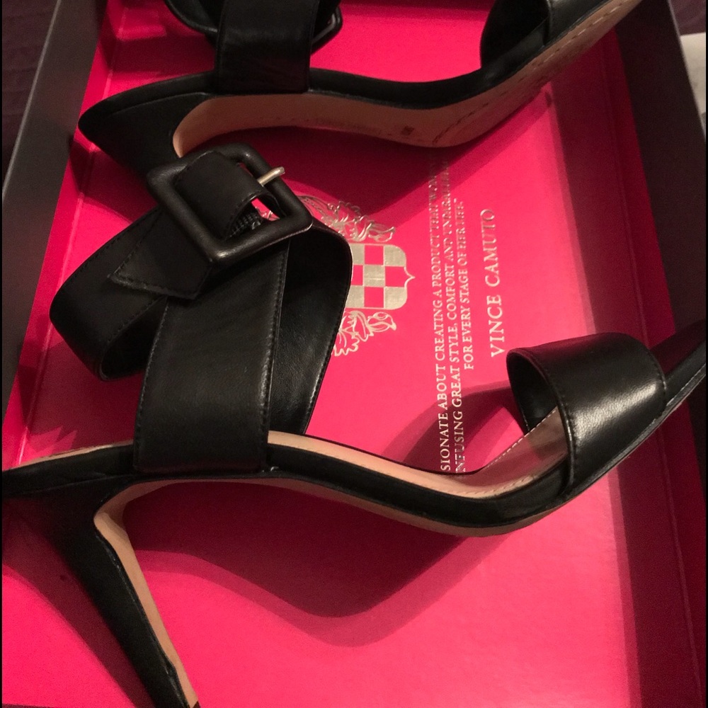 Vince Camuto black ankle strap heel